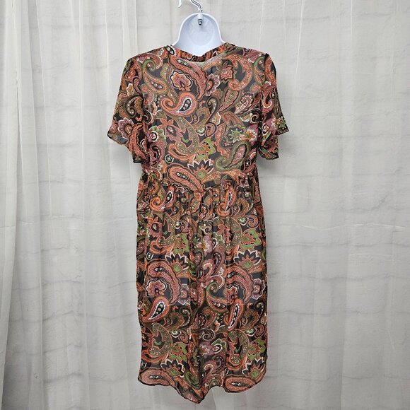 Cato Blouse Boho Paisley Floral Retro Sheer Tunic S - Picture 3 of 9